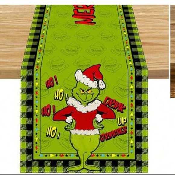 NWT- Green Buffalo Check- Red Merry Christmas- The Grinch- Table Runner 72x13 - Picture 2 of 3